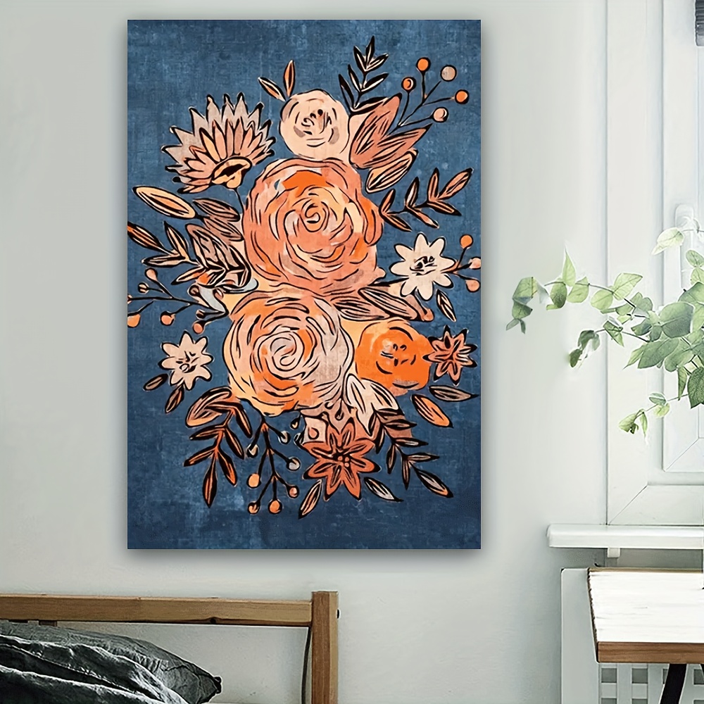 Art & Craft Paper Ideas For Kids - Canvas Painting 1pc Classic Abstract Floral