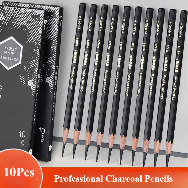 Chalk Pastel Set - Professional Charcoal Pencils Drawing Set -10