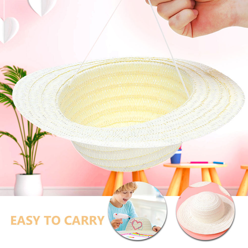 8Pcs DIY Kids Straw Hats White - огляд і ціна Art Craft Painting