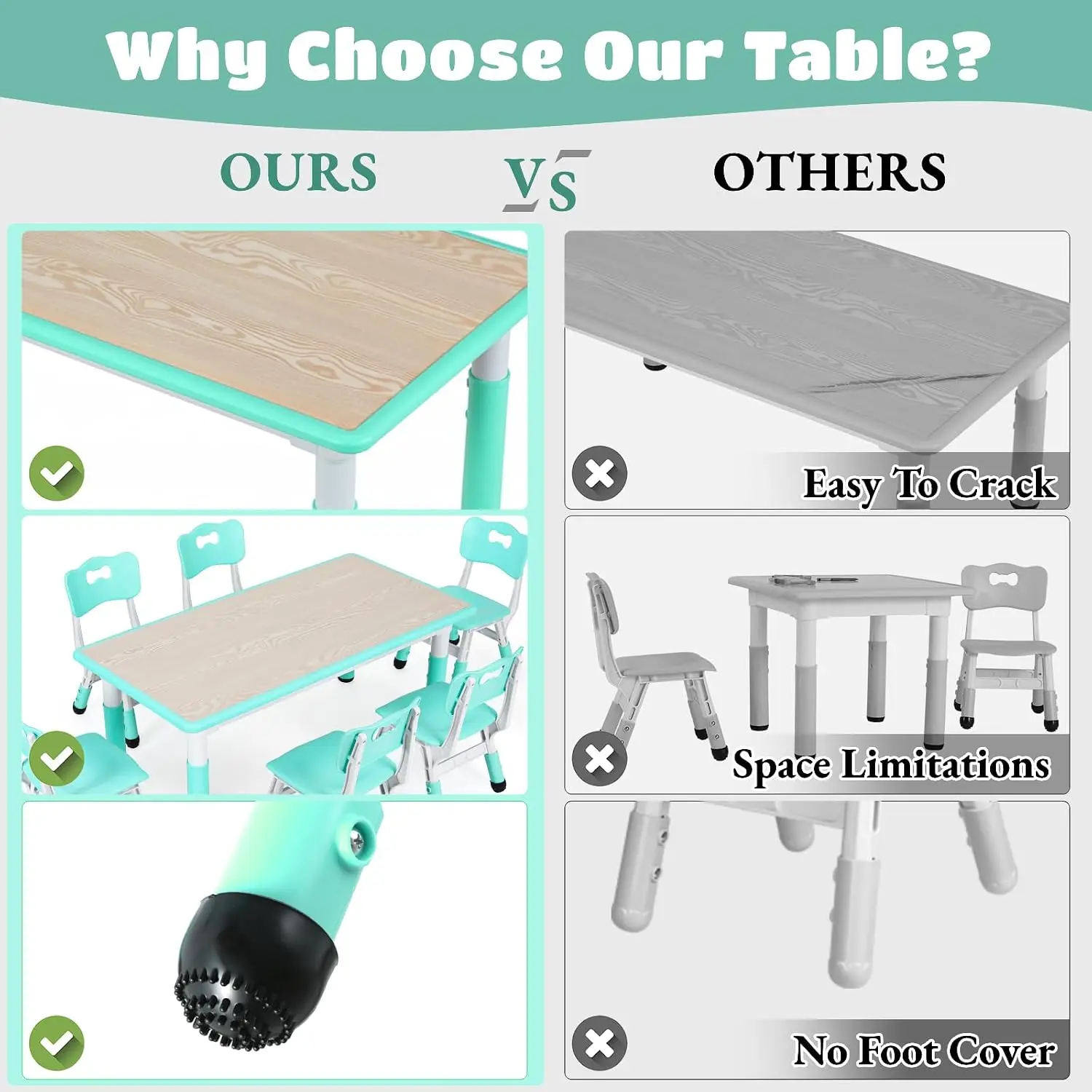 Kids Table and 6 Chairs Set, H - огляд і ціна Art Craft Preschool