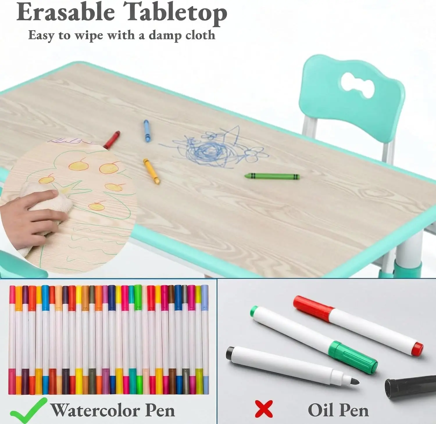 Kids Table and 6 Chairs Set, H - огляд і ціна Art Craft Preschool